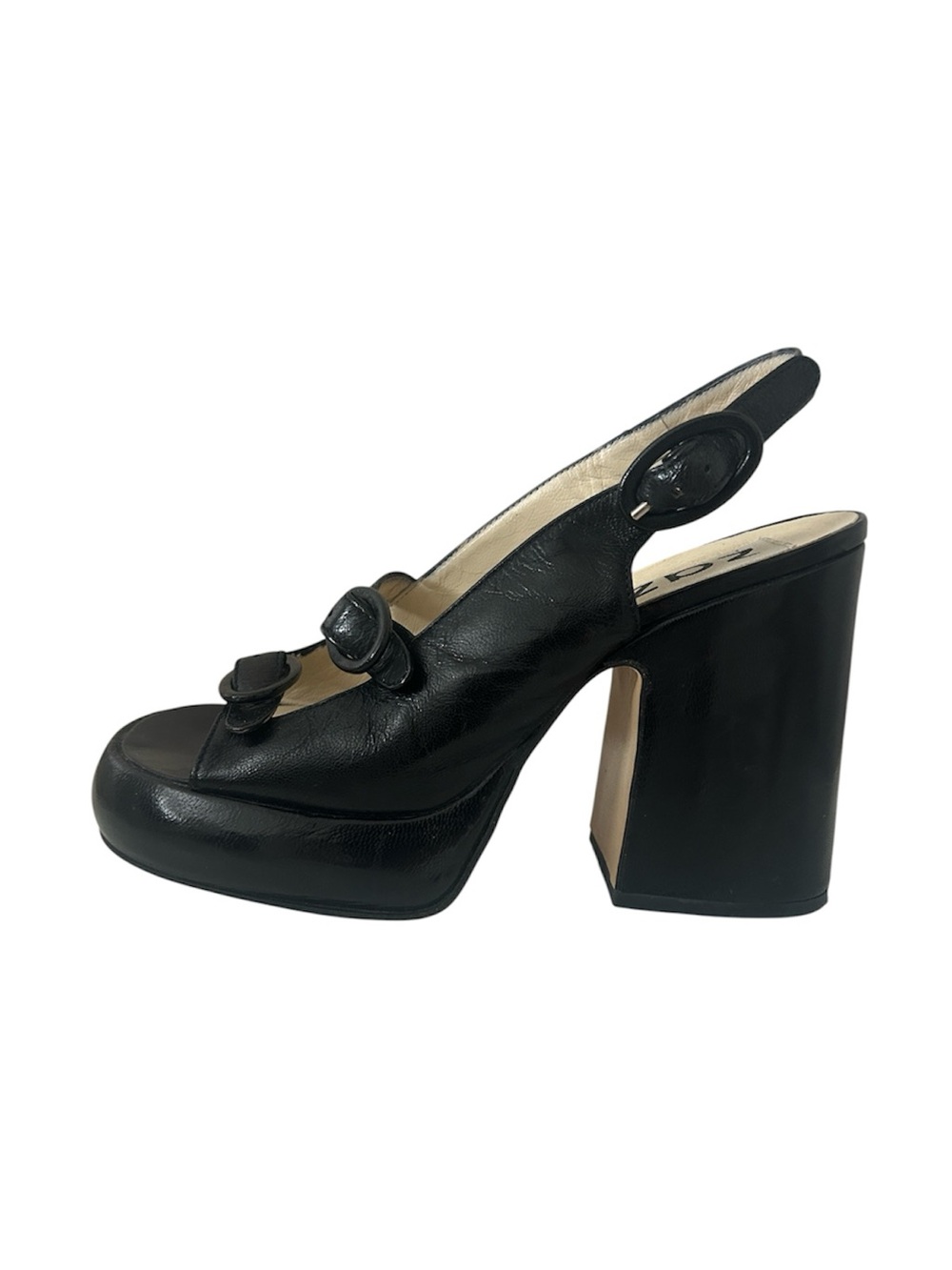 Leather Platform Slingback Block Heels size 38